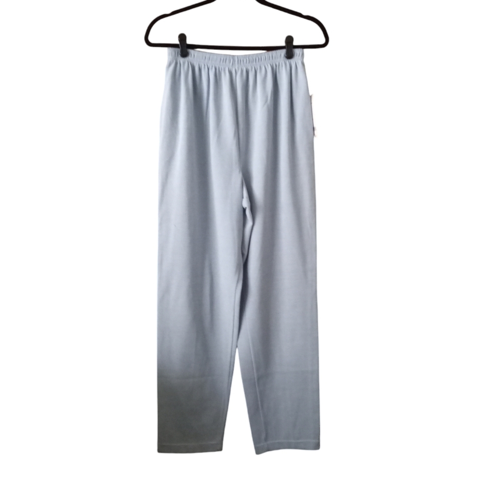 90s Vintage RAFAEL Blue Coastal Pull On Pants Elastic Waistband Pockets Medium